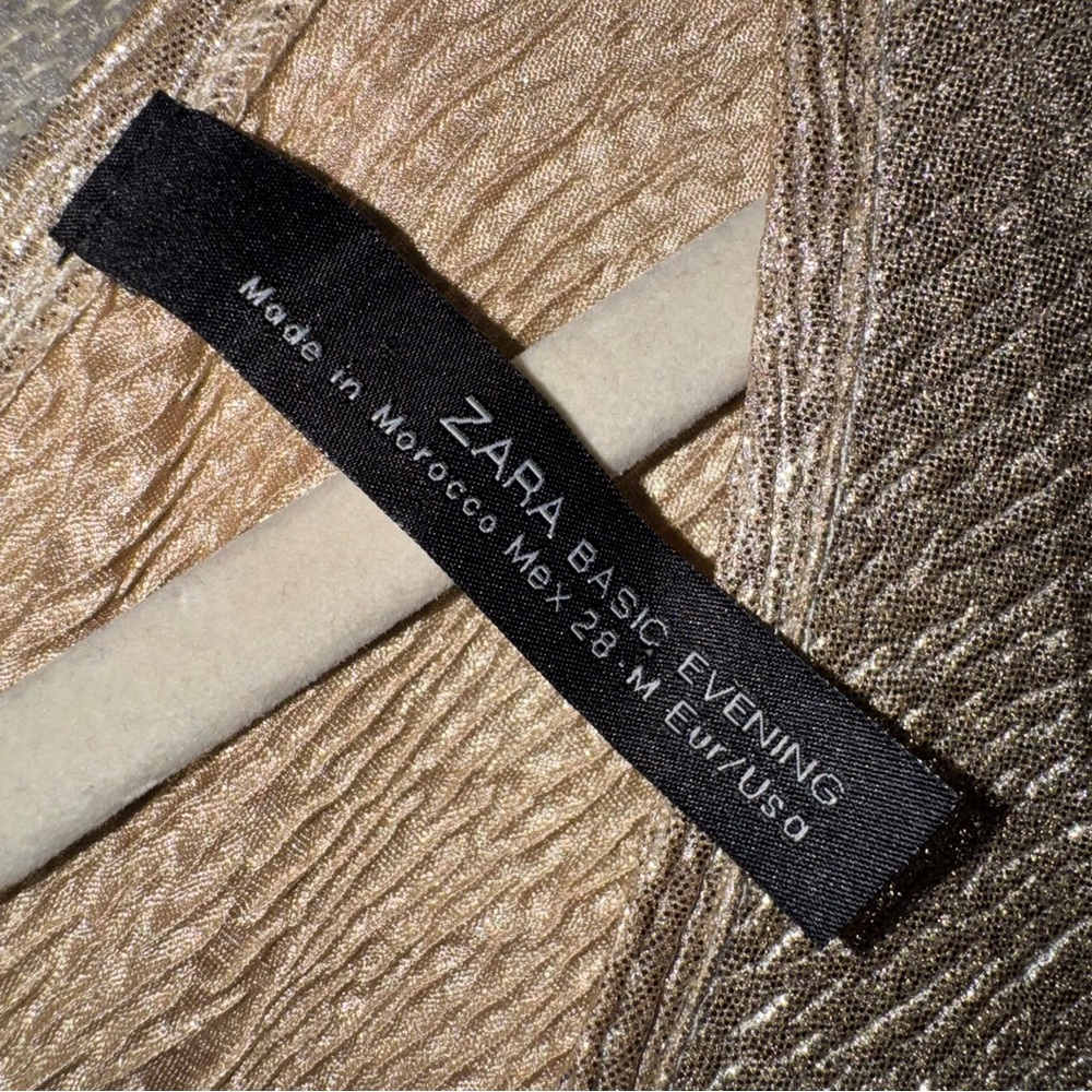 Zara Size Medium Basic Evening Metallic Gold Tuni… - image 3